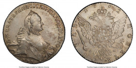 Catherine II Rouble 1762 ММД-ДМ UNC Details (Cleaned) PCGS, Moscow mint, KM-C67.1, Dav-1683, Bit-120. Scarce first year of issue for Catherine II. 
...