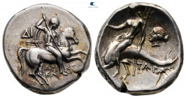 Calabria. Tarentum circa 272-240 BC.  Di... and Aristokles, magistrates. Nomos AR