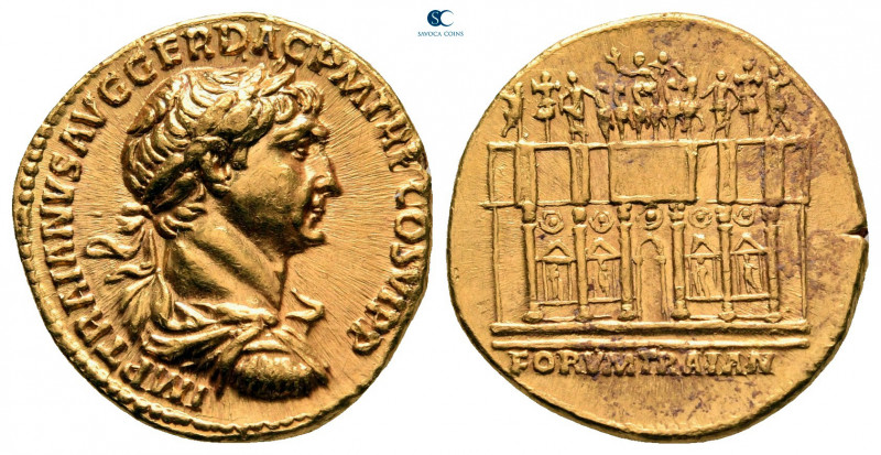 Trajan AD 98-117. Struck AD 112-113. Rome
Aureus AV

17 mm, 7,24 g

IMP TRA...