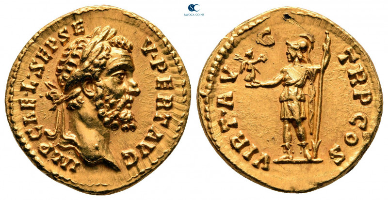 Septimius Severus AD 193-211. Struck AD 193/4. Rome
Aureus AV

18 mm, 7,20 g...