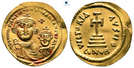 Heraclius with Heraclius Constantine AD 610-641. Constantinople. 9th officina. Solidus AV