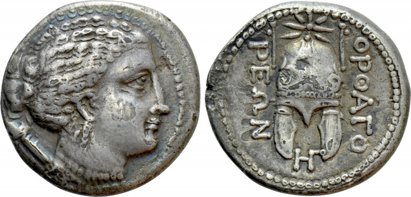 THRACE. Orthagoreia. Stater (Circa 340-330 BC). 

Obv: Bust of Artemis right, ...