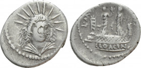 L. MUSSIDIUS LONGUS. Denarius (42 BC). Rome