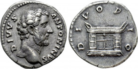 DIVUS ANTONINUS PIUS (Died 161). Denarius. Rome. Struck under Marcus Aurelius