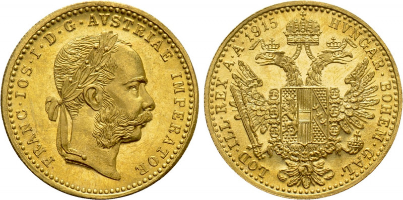 AUSTRIA. Franz Josef I (1848-1916). GOLD Dukat (1915). Wien (Vienna). Restrike i...
