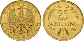 AUSTRIA. GOLD 25 Schilling (1926). Wien (Vienna) mint