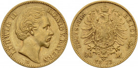 GERMANY. Bayern. Ludwig II (1864-1886). GOLD 20 Mark (1873-D). München