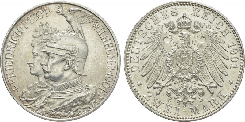 GERMANY. Empire. Wilhelm II (1888-1918). 2 Mark (1901). Berlin. Commemorating th...