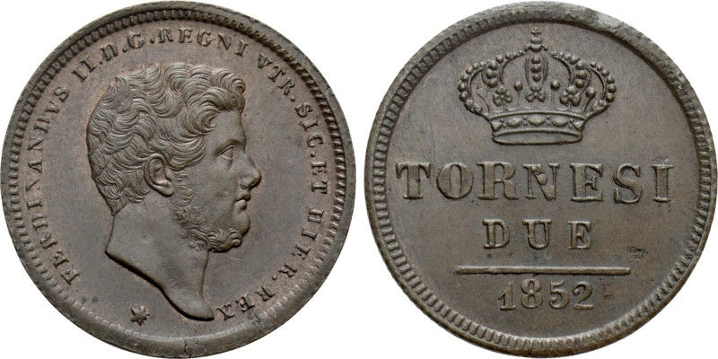 ITALY. Naples & Sicily. Ferdinand II (1830-1859). 2 Tornesi (1852). 

Obv: FER...