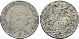 ITALY. Parma. Ferdinando di Borbone (1765-1802). 3 Lire (1791)
