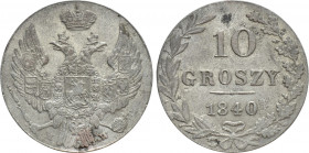 RUSSIA. Nicholas I (1825-1855). 10 Groszy(1840). Warsaw