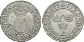 SWEDEN. Karl XI (1660-1697). 4 Öre (1673). Stockholm