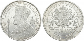 SWEDEN. Oscar II (1872-1907). 2 Kronor (1897)