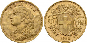 SWITZERLAND. GOLD 20 Francs (1900-B). Bern