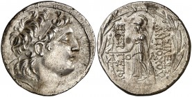 Imperio Seléucida. Antíoco VII, Evergetes (138-129 a.C.). Tetradracma. (S. 7092 var) (CNG. IX, 1069). 16,49 g. Imitación de Capadocia. EBC-.