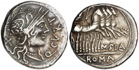 (hacia 116-115 a.C.). Gens Curtia. Denario. (Bab. 2) (Craw. 285/2). 3,89 g. MBC+.