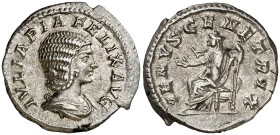 (216 d.C.). Julia Domna. Denario. (Spink 7106) (S. 212) (RIC. 388c, de Caracalla). 3,24 g. EBC-.