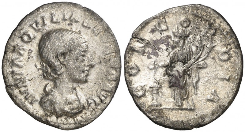 (221 d.C.). Aquilia Severa. Denario. (Spink 7679) (S. 2) (RIC. 226). 2,29 g. Peq...