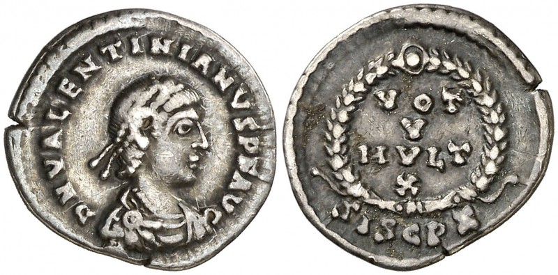 (379-380 d.C.). Valentiniano II. Siscia. Siliqua. (Spink 20246) (S. 66c) (RIC. 2...