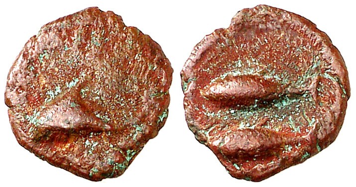 Agadir (Cádiz). 1/8 de calco. (FAB. 1305) (ACIP. 646). 0,61 g. Escasa. MBC.