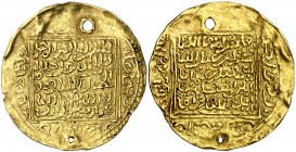 Meriníes. Abu Said Uthman II. Fez. Dobla. (S. Album 527) (Lavoix 990) (Hazard 739). 4,36 g. Dos perforaciones. BC+.