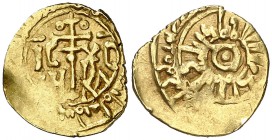 (1130-1140). Normandos de Sicilia. Roger II. 1 tari de oro. (MIR. 2) (Mitch. W. of I. 581). 0,89 g. Acuñación descuidada, habitual en esta emisión, ce...