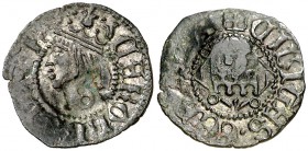 s/d (1528-1535). Carlos I (1516-1556). Girona. Diner. (Cru.C.G. 3733a) (Cru.L. 1561). 0,51 g. Busto a izquierda. Contramarca: G. Atractiva. MBC+.