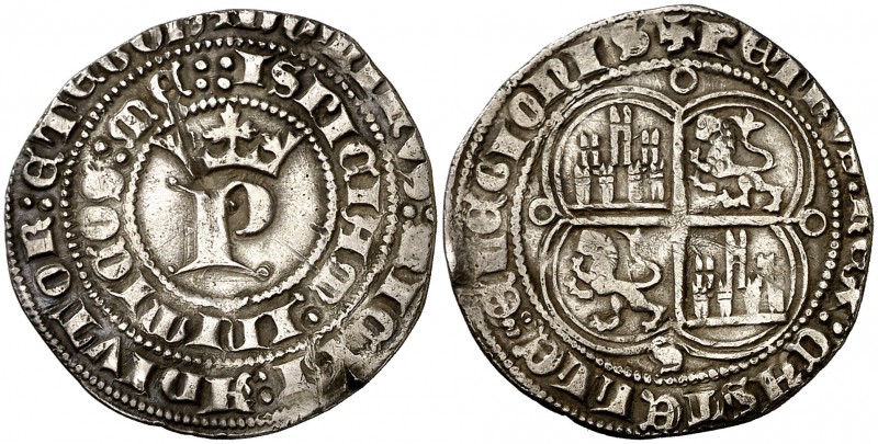 Pedro I (1350-1368). Sevilla. Real. (AB. 380). 3,24 g. Incisión en anverso. MBC-...