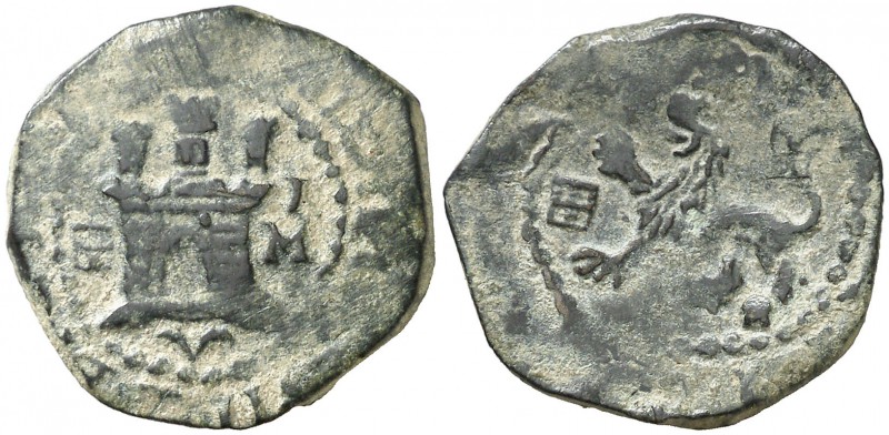 s/d. Felipe II. Segovia. I/M. 2 cuartos. (Cal. 851 var) (J.S. A-213). 3,38 g. MB...