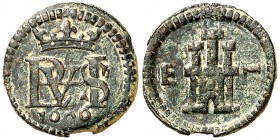 1606. Felipe III. Segovia. 1 maravedí. (Cal. 861) (J.S. D-276). 0,93 g. Escasa. MBC.