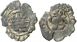 1602. Felipe III. Toledo. 2 maravedís. (Cal. 892) (J.S. D-315). 1,46 g. La leyenda del reverso empieza a las 4h del reloj. BC+.