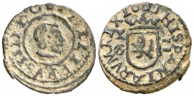 1663. Felipe IV. Cuenca. CA. 2 maravedís. (Cal. 1348) (J.S. M-218). 0,60 g. Escasa. MBC/MBC+.