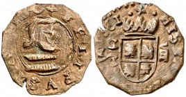 1661. Felipe IV. Cuenca. CA. 8 maravedís. (Barrera falta) (J.S. pág. 406). 1,26 g. Falsa de época. Acuñada a martillo. (MBC+).