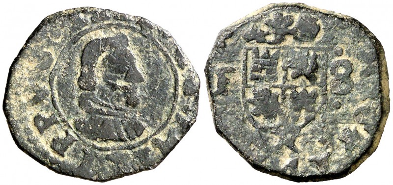(1661). Felipe IV. Trujillo. F. 8 maravedís. (Cal. 1637) (J.S. M-726). 2,51 g. A...