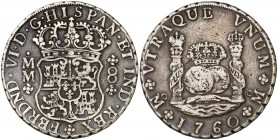 1760. Fernando VI. México. MM. 8 reales. (Cal. 346). 26,77 g. Columnario. Golpecitos. (MBC-).