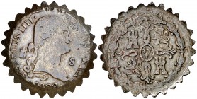1799. Carlos IV. Segovia. 8 maravedís. (Cal. 1490 var). 10,79 g. Moneda manipulada. Borde dentado. (MBC).