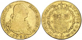 1794/3. Carlos IV. Madrid. MF. 2 escudos. (Cal. 328 var). 6,59 g. BC+.