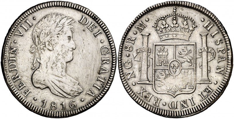 1816. Fernando VII. Guatemala. M. 8 reales. (Cal. 464). 26,62 g. Leves impurezas...