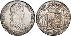 1821. Fernando VII. Guatemala. M. 8 reales. (Cal. 470). 26,93 g. Leves marquitas. Parte de brillo original. MBC+/EBC-.