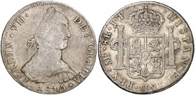 1810. Fernando VII. Lima. JP. 8 reales. (Cal. 475). 26,21 g. Busto indígena. FERDIN. BC+/MBC-.