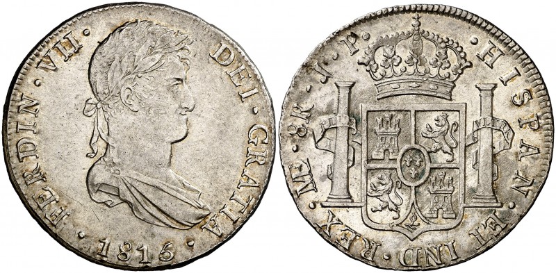 1815. Fernando VII. Lima. JP. 8 reales. (Cal. 483). 25,80 g. Leves rayitas. Boni...