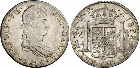 1815. Fernando VII. Lima. JP. 8 reales. (Cal. 483). 25,80 g. Leves rayitas. Bonita pátina. MBC+.