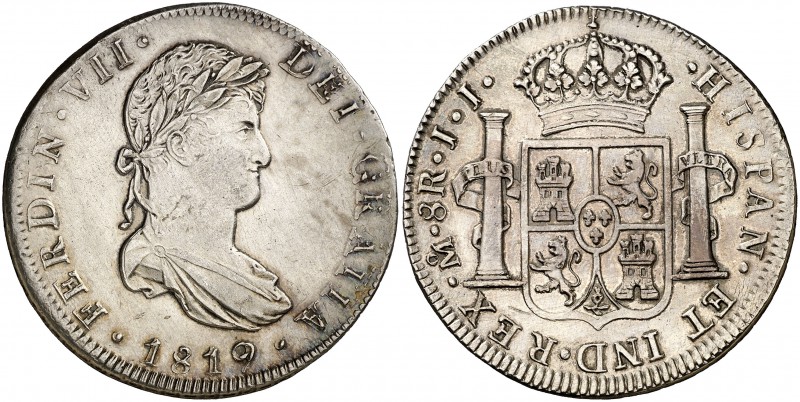 1819. Fernando VII. México. JJ. 8 reales. (Cal. 563). 26,92 g. Leves rayitas. MB...