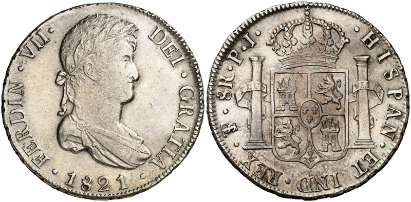 1821. Fernando VII. Potosí. PJ. 8 reales. (Cal. 610). 26,94 g. Buen ejemplar. MB...