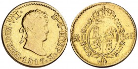 1817. Fernando VII. Madrid. GJ. 1/2 escudo. (Cal. 360). 1,66 g. Resto de soldadura. (BC+/MBC-).