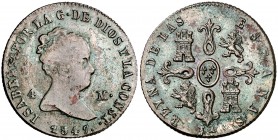 1847. Isabel II. Jubia. 4 maravedís. (Cal. 517). 5,05 g. MBC/MBC+.