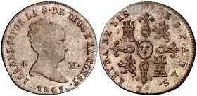 1847. Isabel II. Jubia. 4 maravedís. (Cal. 517). 4,76 g. EBC/EBC+.