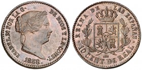 1858. Isabel II. Segovia. 10 céntimos de real. (Cal. 604). 3,94 g. EBC-.