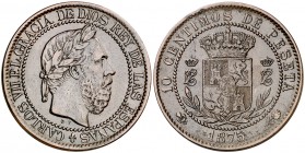 1875. Carlos VII, Pretendiente. Oñate. 10 céntimos. (Cal. 8). 10 g. MBC.