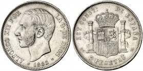 1882*1882. Alfonso XII. MSM. 5 pesetas. (Cal. 36). 25,04 g. Buen ejemplar. MBC+.